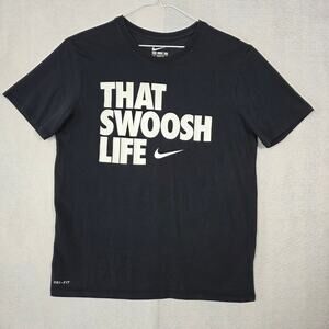 Nike Dri-Fit Tee "That Swoosh Life" Men's Graphic T-Shirt Black Size L, EUC